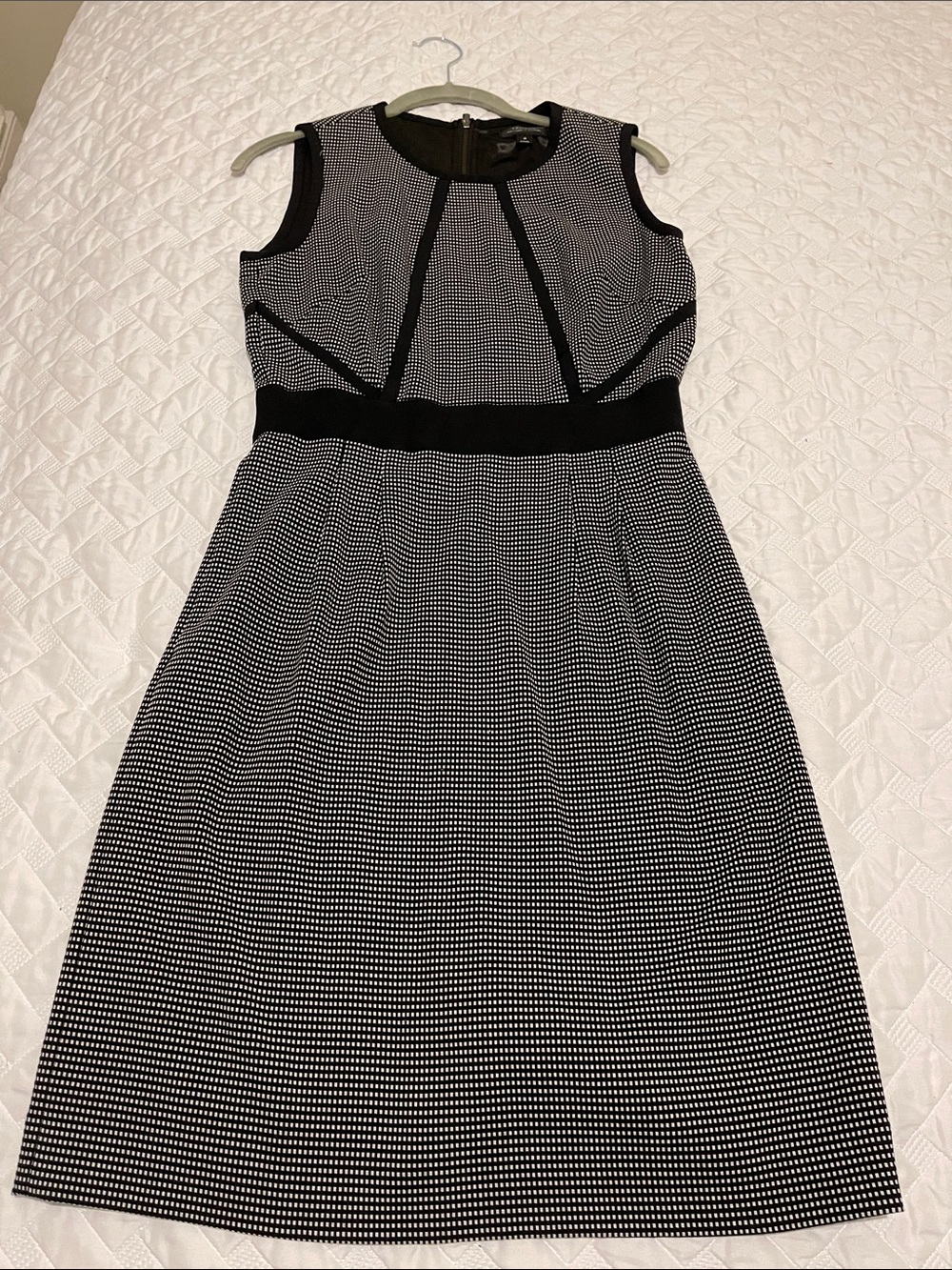 Tahari Black and White Sleeveless Fit-and-Flare Dress